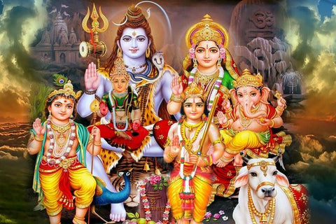 Shiva Parvati Ganesha Indian Art
